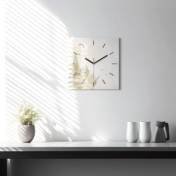 Square glass wall clock Pastel abstraction