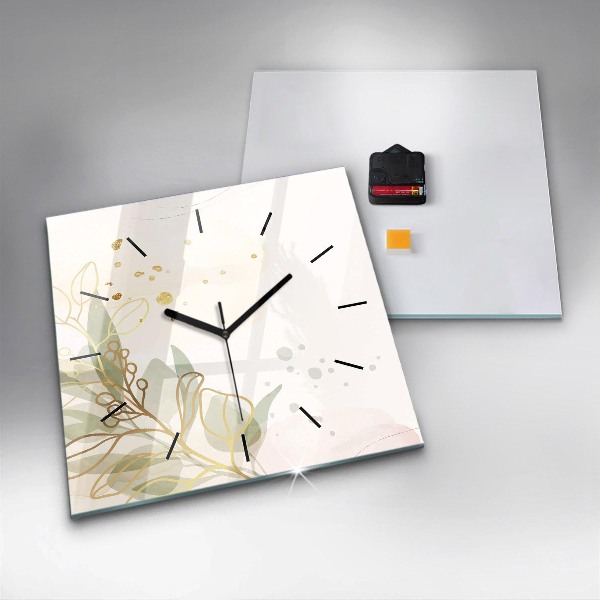 Square glass wall clock Pastel abstraction