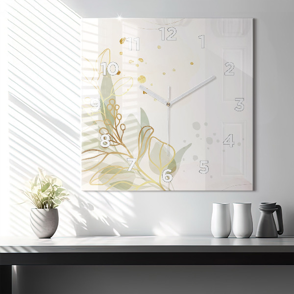 Square glass wall clock Pastel abstraction