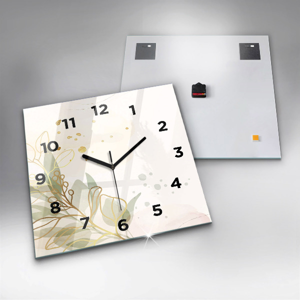 Square glass wall clock Pastel abstraction