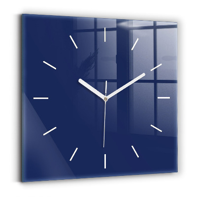 Square glass wall clock Navy blue color