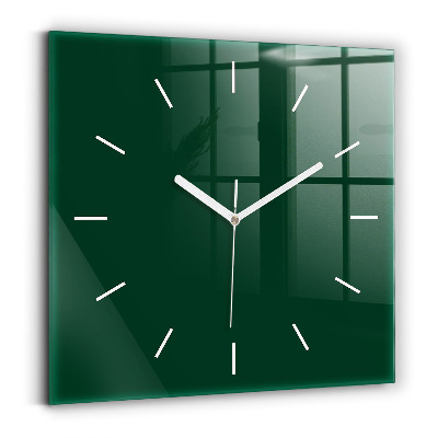 Square glass wall clock Color bottle green