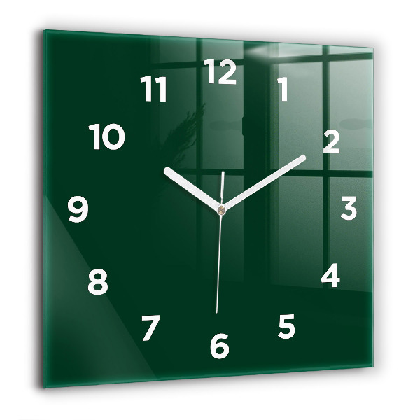 Square glass wall clock Color bottle green