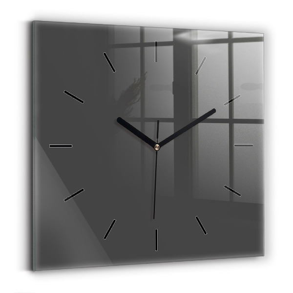 Square glass wall clock Color gray