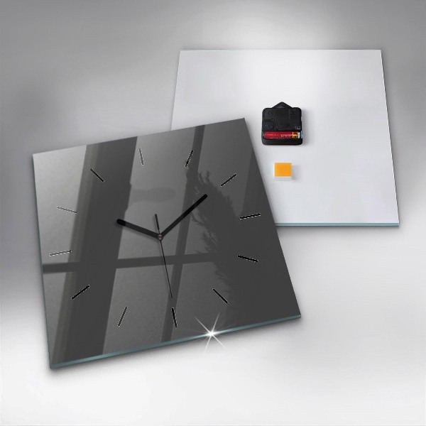 Square glass wall clock Color gray
