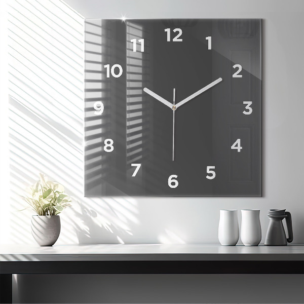 Square glass wall clock Color gray