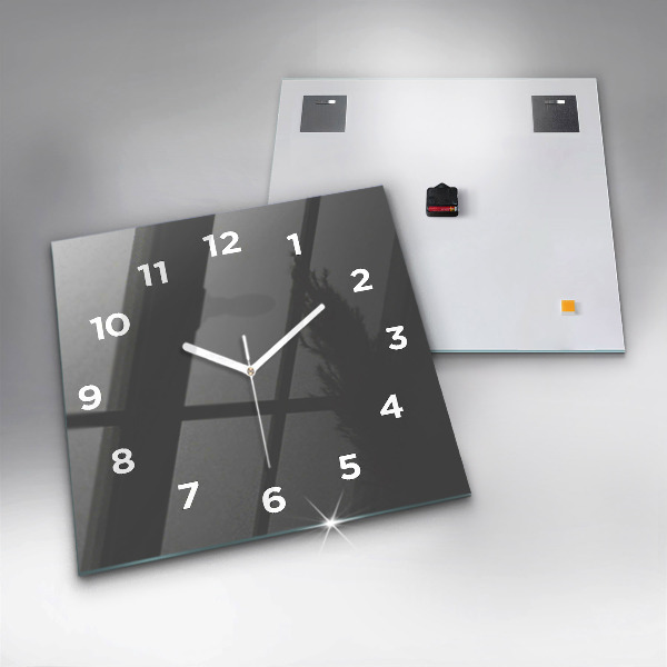Square glass wall clock Color gray