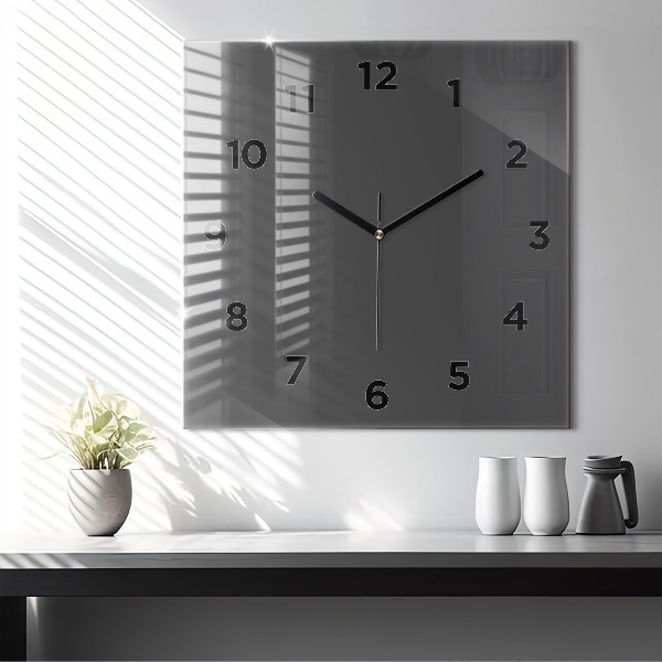 Square glass wall clock Color gray