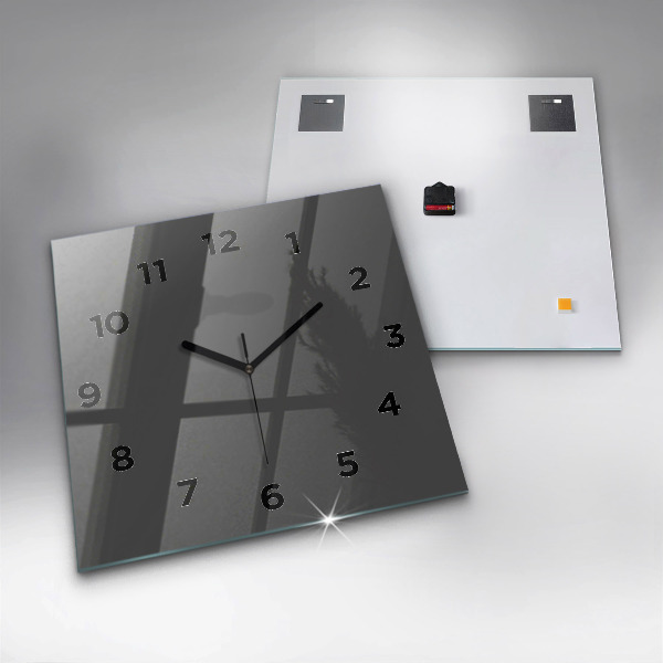 Square glass wall clock Color gray