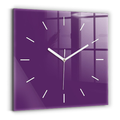 Square glass wall clock Violet