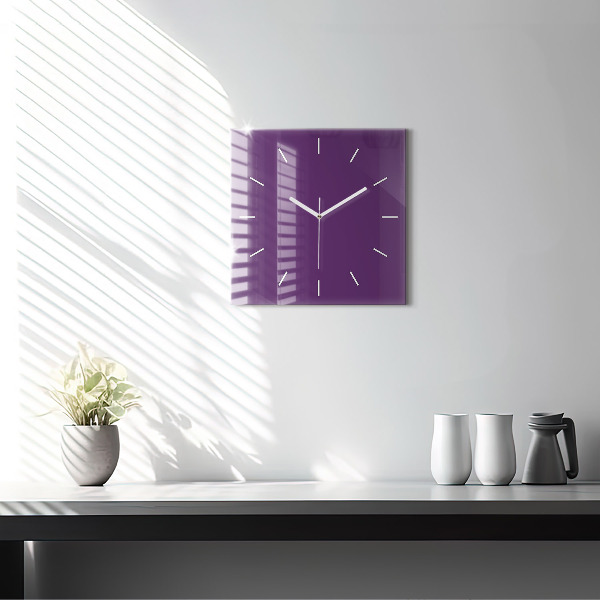 Square glass wall clock Violet