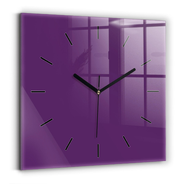 Square glass wall clock Violet