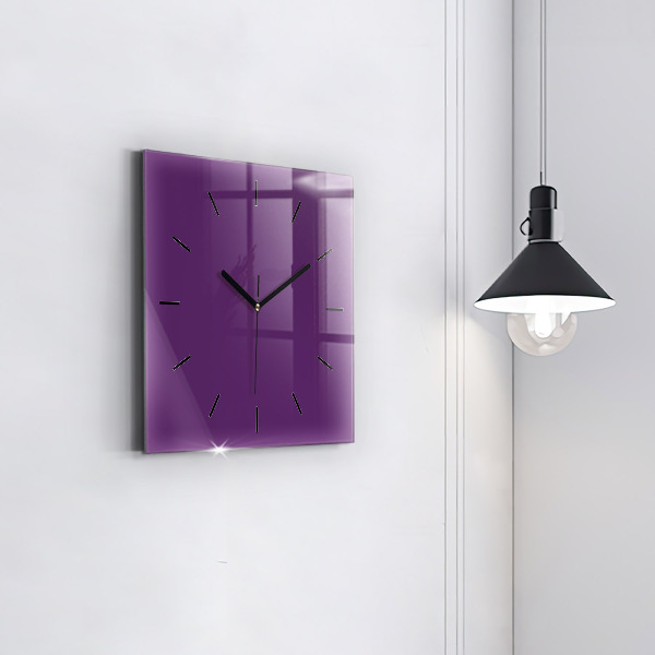 Square glass wall clock Violet