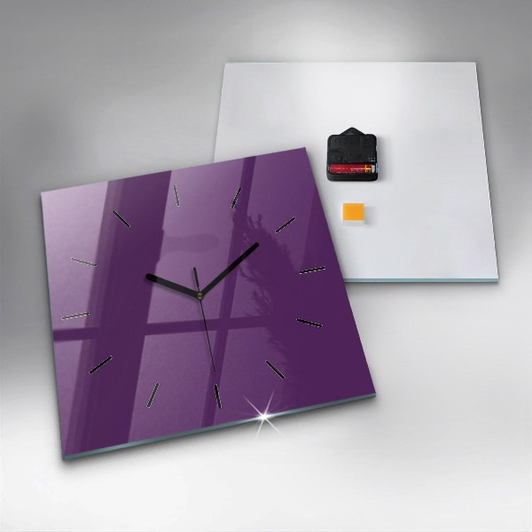 Square glass wall clock Violet