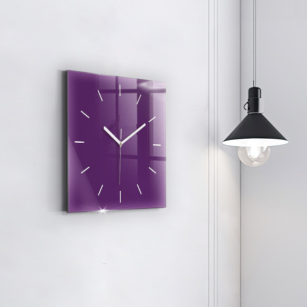 Square glass wall clock Violet
