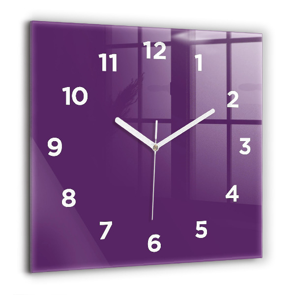 Square glass wall clock Violet
