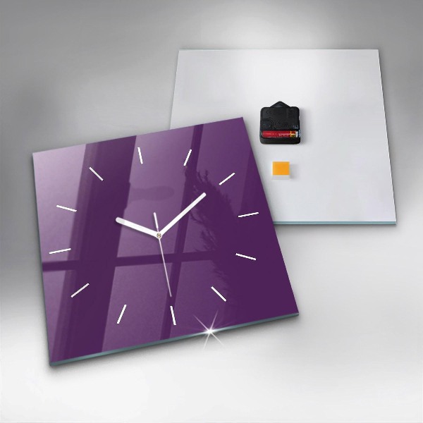 Square glass wall clock Violet