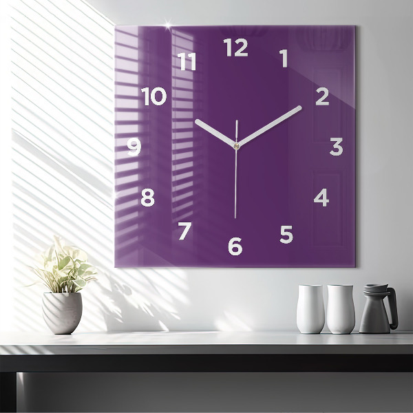 Square glass wall clock Violet