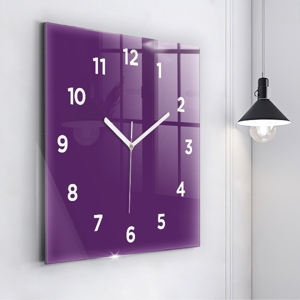 Square glass wall clock Violet