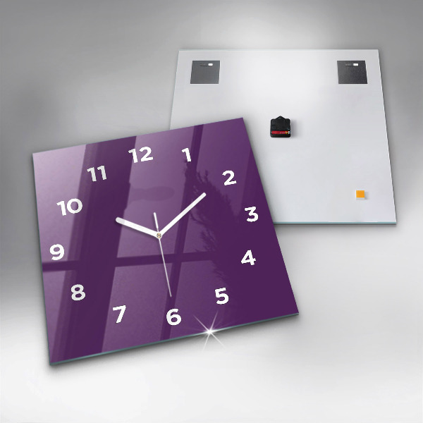 Square glass wall clock Violet