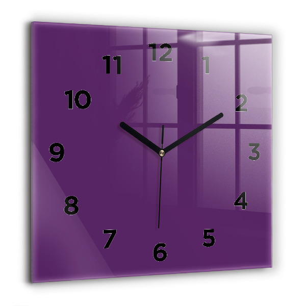 Square glass wall clock Violet