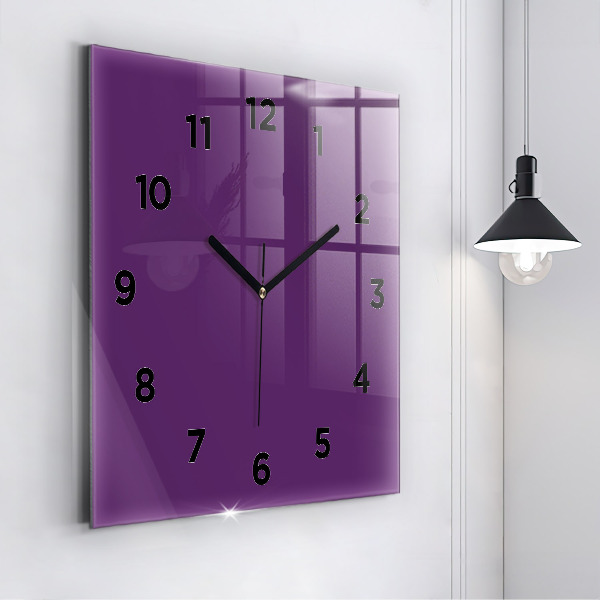 Square glass wall clock Violet