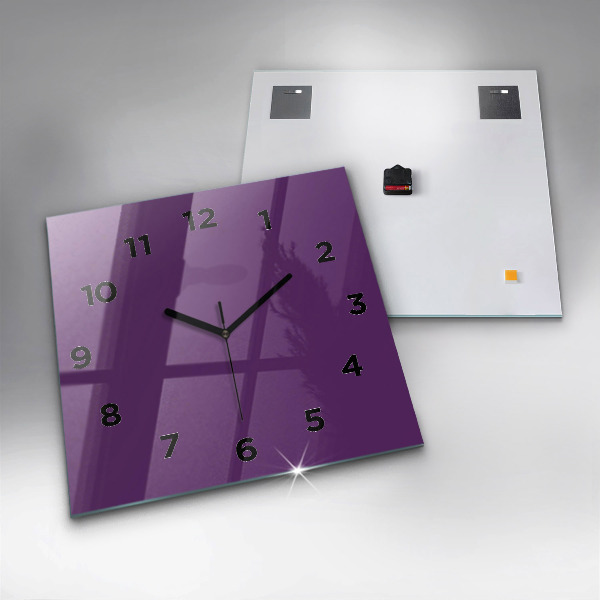 Square glass wall clock Violet