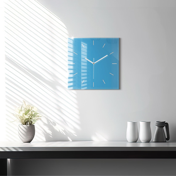 Square glass wall clock Blue