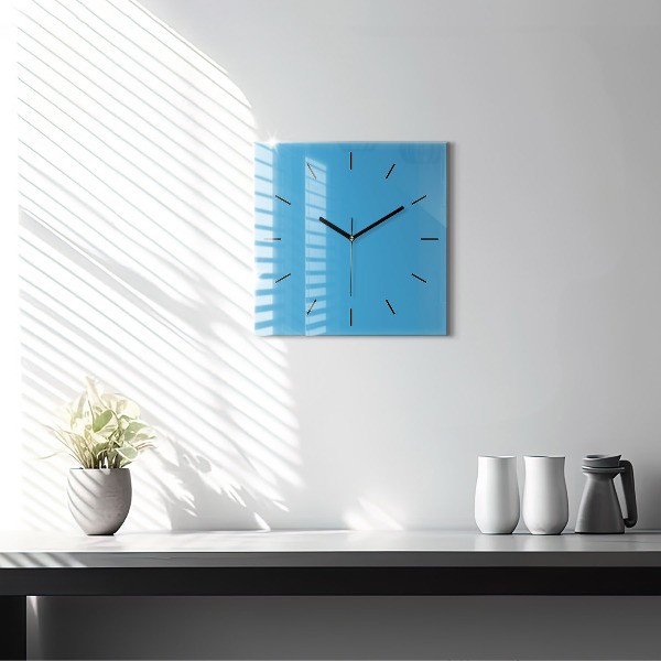 Square glass wall clock Blue