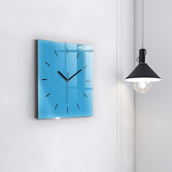 Square glass wall clock Blue