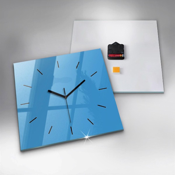 Square glass wall clock Blue