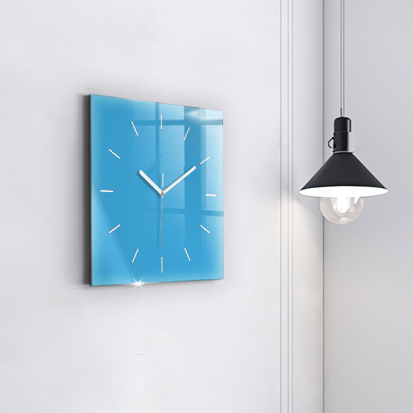 Square glass wall clock Blue