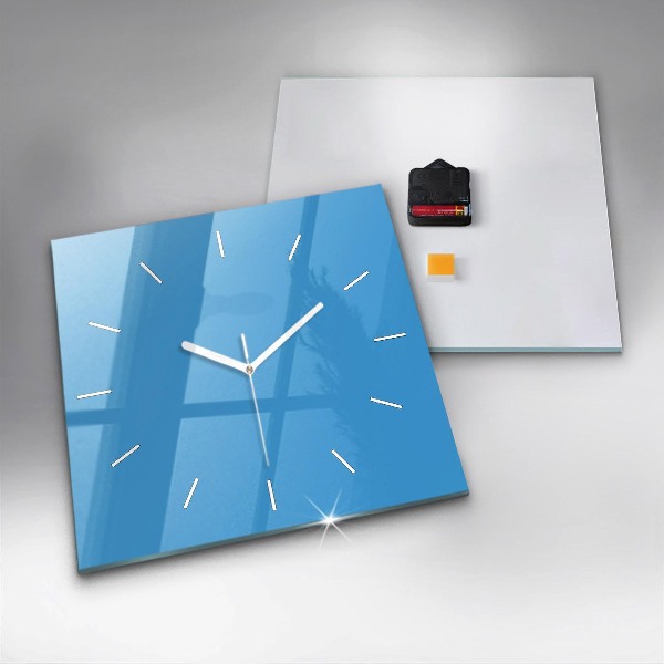 Square glass wall clock Blue