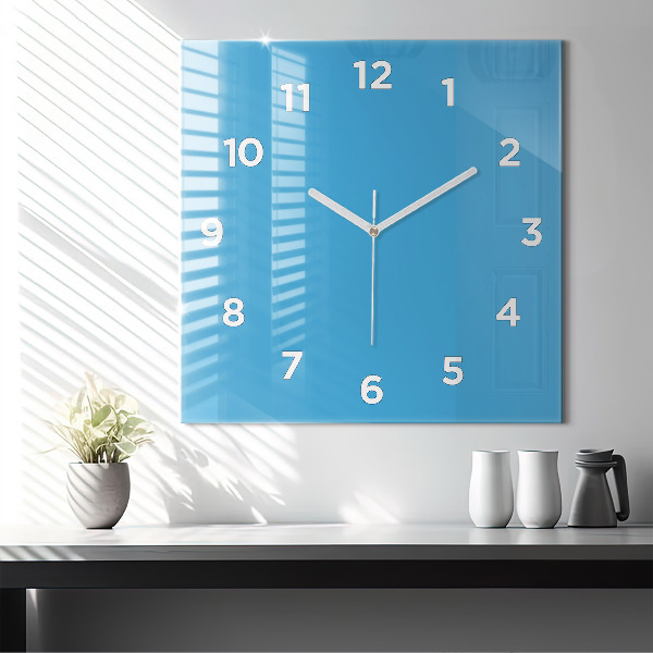 Square glass wall clock Blue