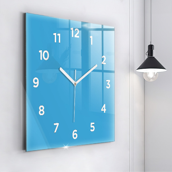 Square glass wall clock Blue