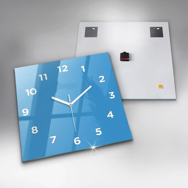 Square glass wall clock Blue