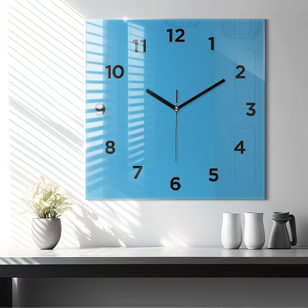 Square glass wall clock Blue