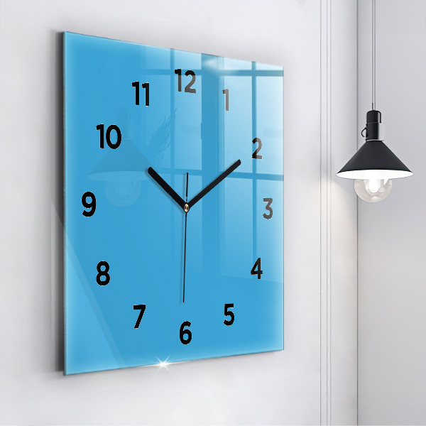 Square glass wall clock Blue