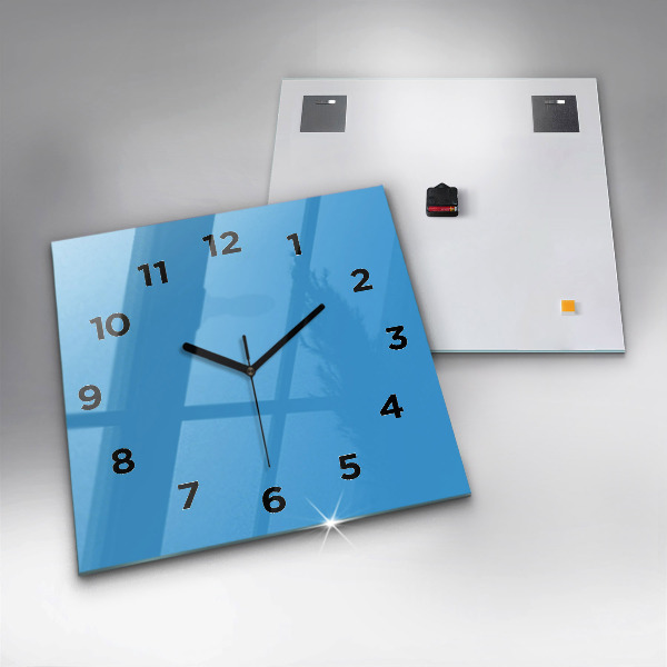 Square glass wall clock Blue