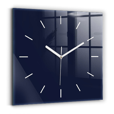 Square glass wall clock Dark Navy