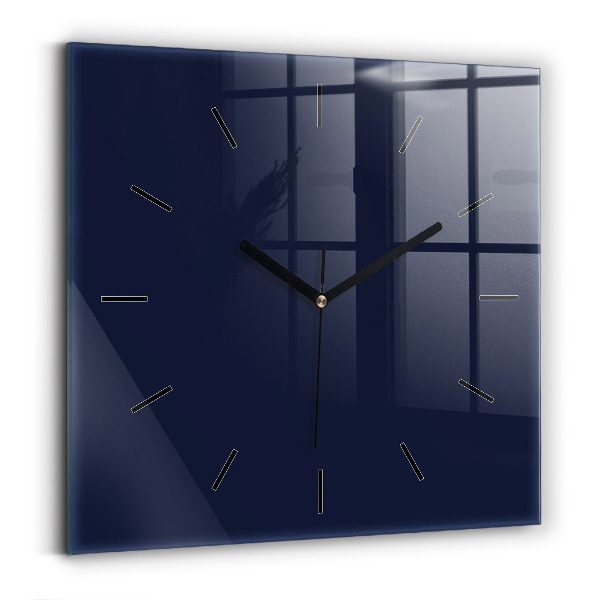 Square glass wall clock Dark Navy