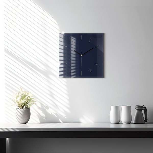 Square glass wall clock Dark Navy