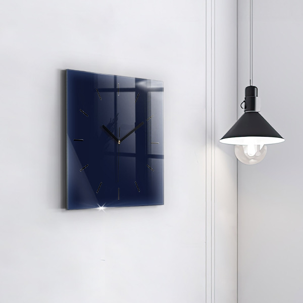 Square glass wall clock Dark Navy