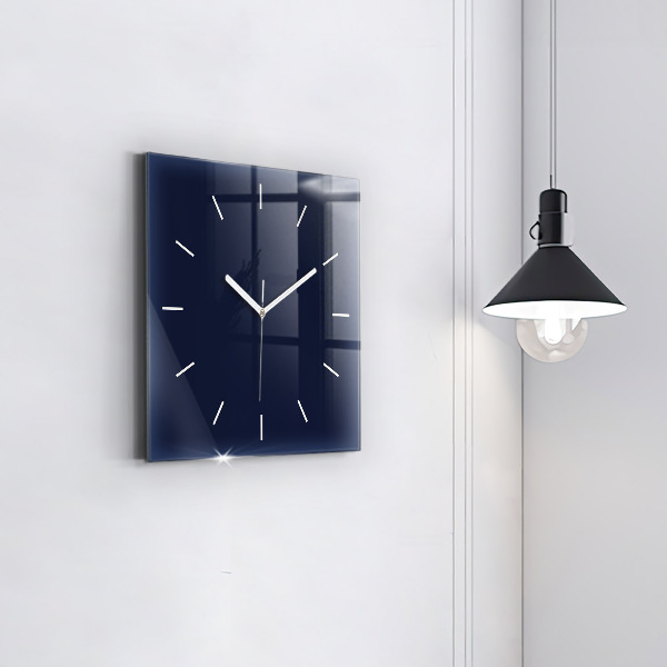 Square glass wall clock Dark Navy