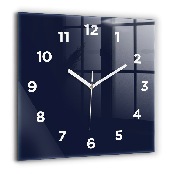 Square glass wall clock Dark Navy