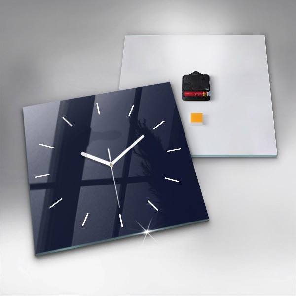 Square glass wall clock Dark Navy