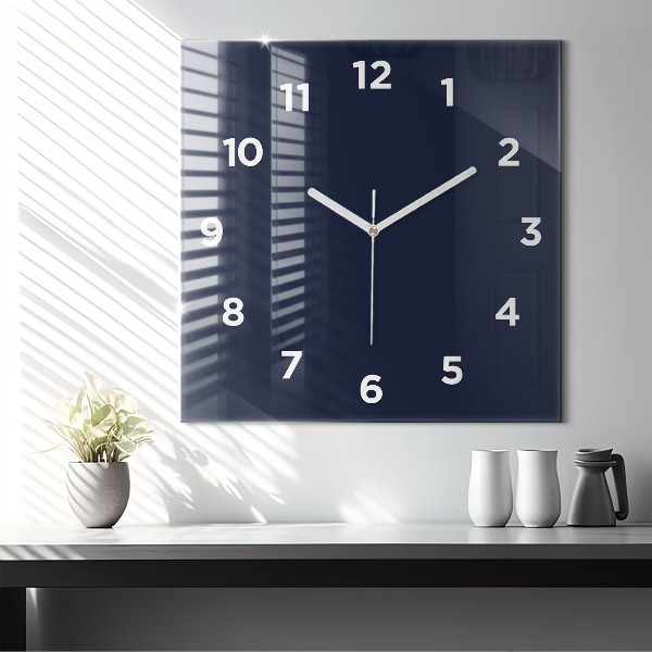 Square glass wall clock Dark Navy