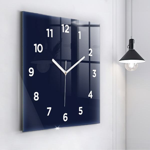Square glass wall clock Dark Navy