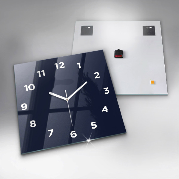 Square glass wall clock Dark Navy
