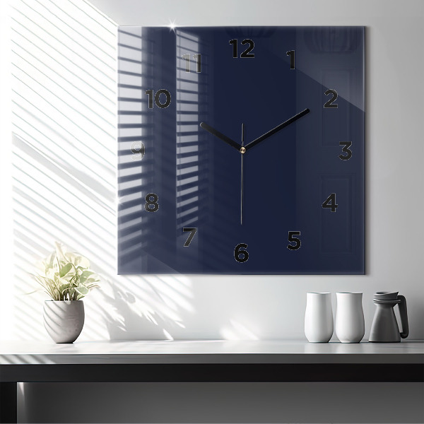 Square glass wall clock Dark Navy